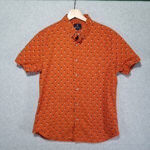 Ben Sherman Shirt Mens M Medium Stretch Orange Short Sleeve Button Down Shirt